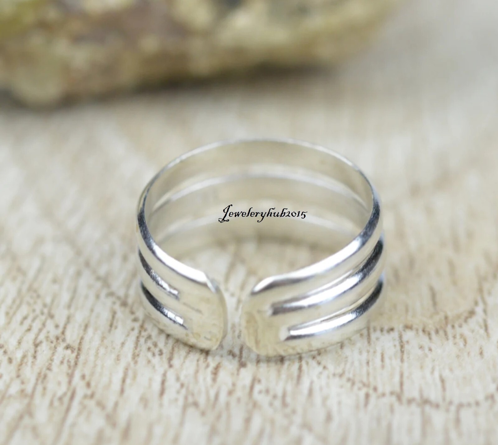 Simple Silver Band 925 Sterling Silver Handmade Three Tone Ring All