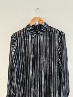 DKNY Women's Long Sleeve Shirt Dress Open Back Stripes Black White Size S |  eBay