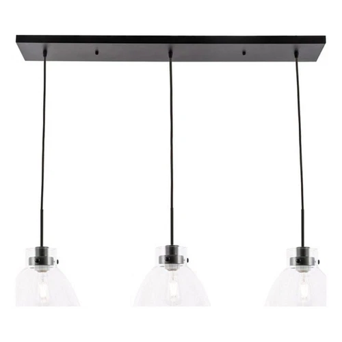 Living District Frey 3-Light Mid-Century Metal Pendant in Black and Clear - Picture 1 of 7