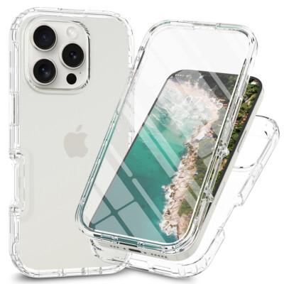 For iPhone 16e 13 14 15 16 Pro Max Shockproof TPU Case Built-in Screen Protector