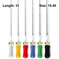 Sky Choice K-Files - 31 mm Length, Assorted Colors Sizes 15-40  w/Rubber Stopper