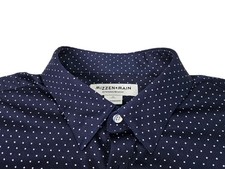 Mizzen  Main Polka Dot Performance Shirt Short Sleeve Men's XL Classic Fit Navy