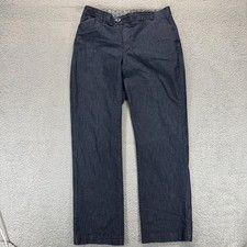 Lee Blue Women Size 14 Comfort Fit Waistband Straight Leg Stretch Chambray Pants