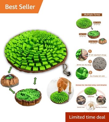 Non-Slip Snuffle Mat for Dogs & Small Pets - Green Interactive Puzzle 18.8x18.8