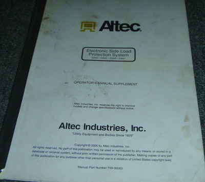 Altec D947 Electronic Side Load Protection System Operator Manual Supplement xz