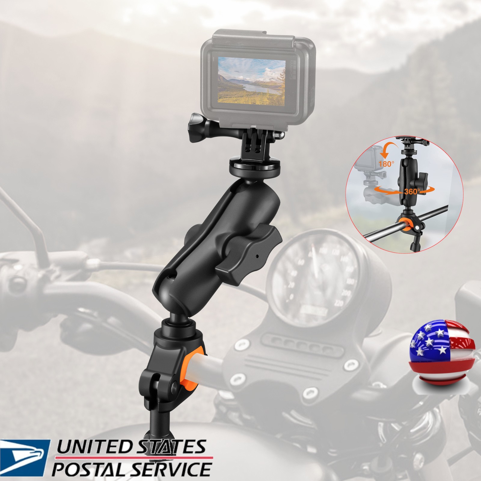 360&deg; Motorcycle Camera for GoPro Bike Holder Handlebar Mount Bracket Ball Head A