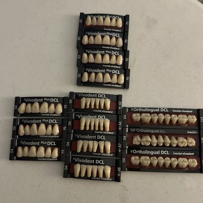 Lot X14 CARDS Dental LAB Acrylic teeth  vivadent ivoclar SR DCL ALL SHADE D3 & 4