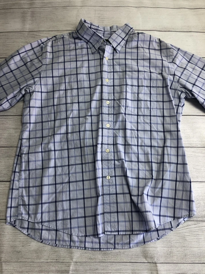 Dockers Premium Shirt Mens XL Blue White Plaid Button Down Cotton Long Sleeve Foto 3 de 4