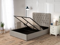 Snuggle Beds Eliza 5ft King Stone Grey Upholstered Ottoman Storage Bed Frame