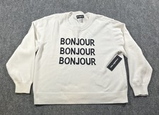 KARL LAGERFELD WOMEN'S SWEATER KNITTED WHITE BONJOUR XL NEW AUTHENTIC