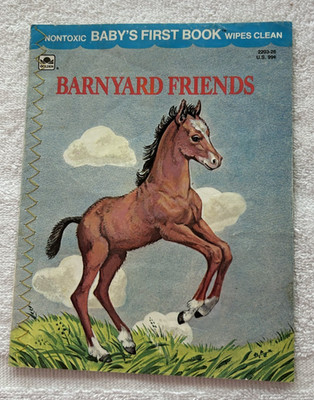 BABY S FIRST BOOK Wipes Clean BARNYARD FRIENDS 1979 DEFGHIJ Adorable NonToxic