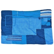 Ralph Lauren Stover 16x24 Throw Pillow COVER ONLY SummerBlue Denim Patchwork NEW