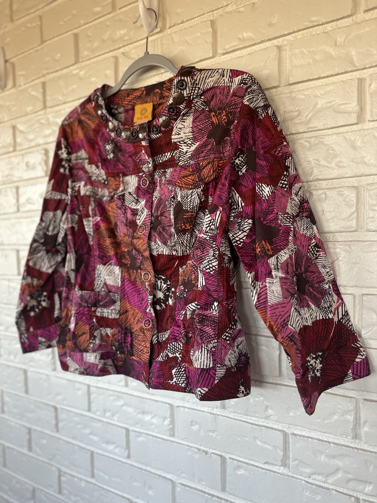 Ruby Rd Floral Patchwork Button Front Jacket Top … - image 11