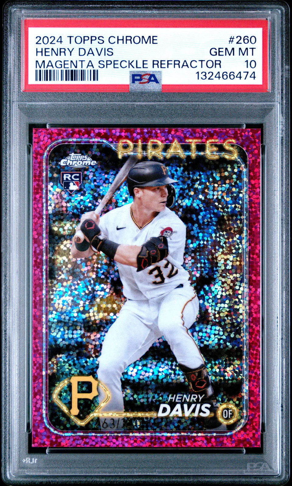 2024 Topps Chrome Henry Davis Magenta Speckle Refractor /350 #260 PSA 10