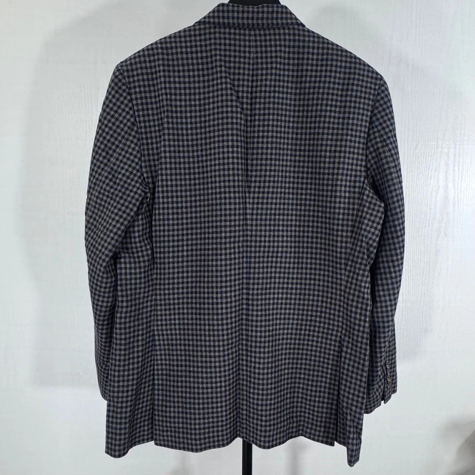 Tasso Elba Blazer Men Gray Plaid Two Button Wool Blend Sport Coat Size XL - product detail image 2