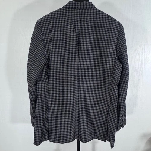 Tasso Elba Blazer Men Gray Plaid Two Button Wool Blend Sport Coat Size XL image 2