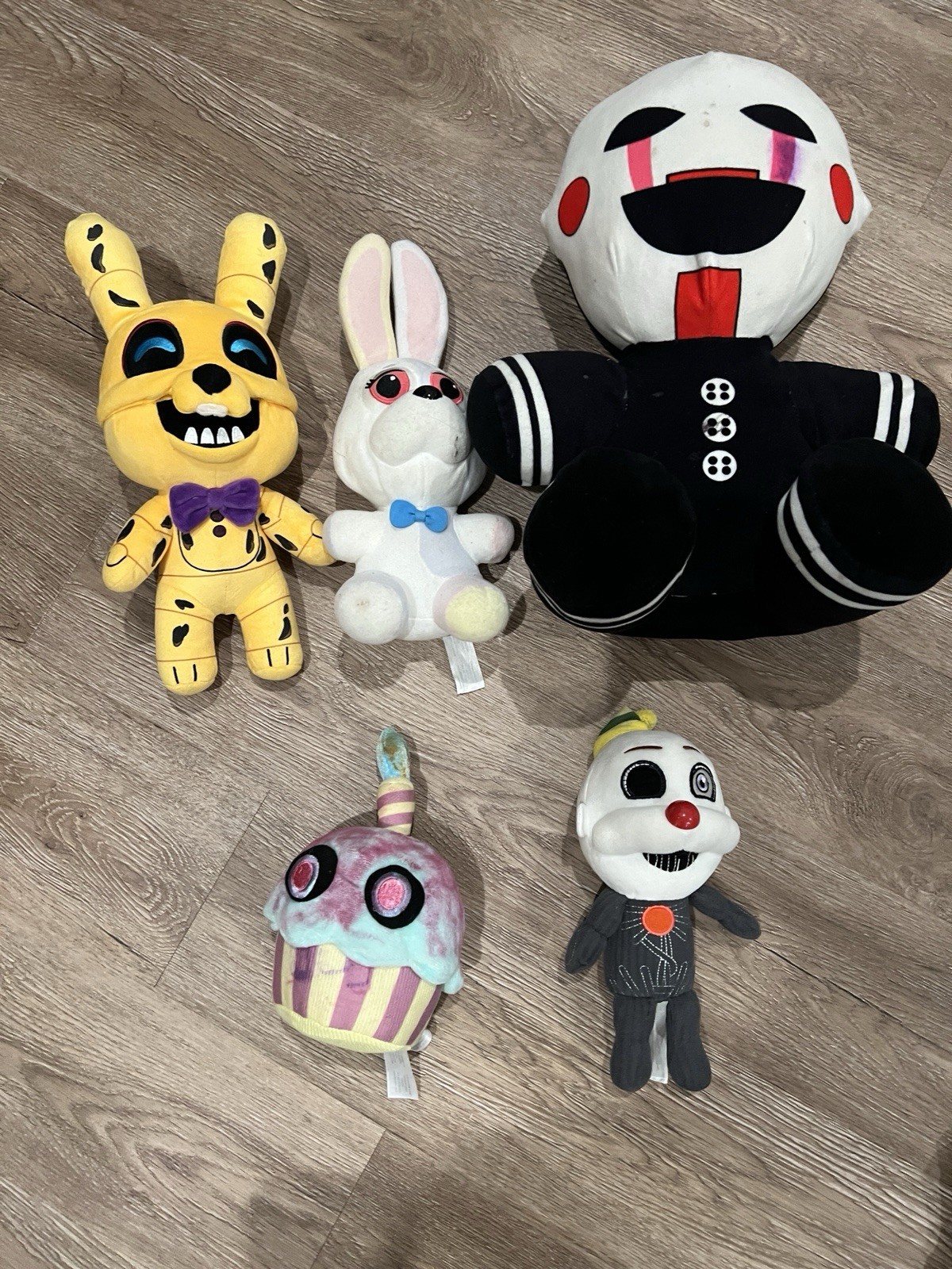 FNAF Plush Lot of 5 - Movie Yellow Rabbit, Puppet, Cupcake