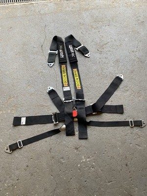 Red Wood 6 Punkt Clip In SFI Spec Sicherheitsgurt Gurt Schwarz