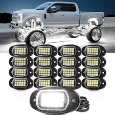 16 Pods White Rock Light Kit - 6000K Super Bright Pure White LED Underglow