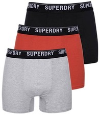 Superdry Boxers 3 Pack Organic Cotton Classic Underwear Shorts Black/Orange/Grey