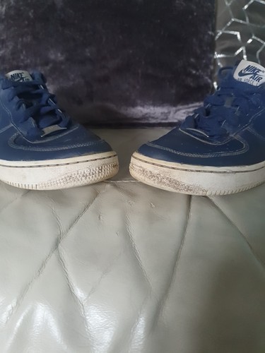 Vintage Nike Air Force 1 Low Top Men's Trainers Navy Leather Size 6 - Picture 2 of 10
