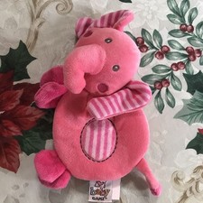 Baby Ganz Pink Elephant Plush Stuffed Animal Lovey Rattle