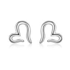 .925 Sterling Silver Open Heart Shape Stud Earrings Solid Sterling Silver