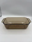 VTG 70s Pyrex Amber Brown Glass Loaf Pan 213-R Baking Dish 1.5 Qt Bread