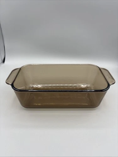 VTG 70s Pyrex Amber Brown Glass Loaf Pan 213-R Baking Dish 1.5 Qt Bread