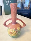 ROSEVILLE Pottery Vintage Pink Peony Bud Vase 1930s #173-7