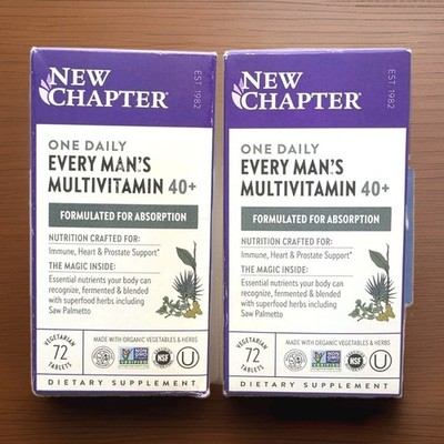 New Chapter One Daily Every Man's Multivitamin 40+ 72 Tablets Each 2 Pack