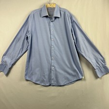 Robert Graham Dress Shirt size 42 - 16.5 Mens Blue Diagonal Stripe Yellow Trim