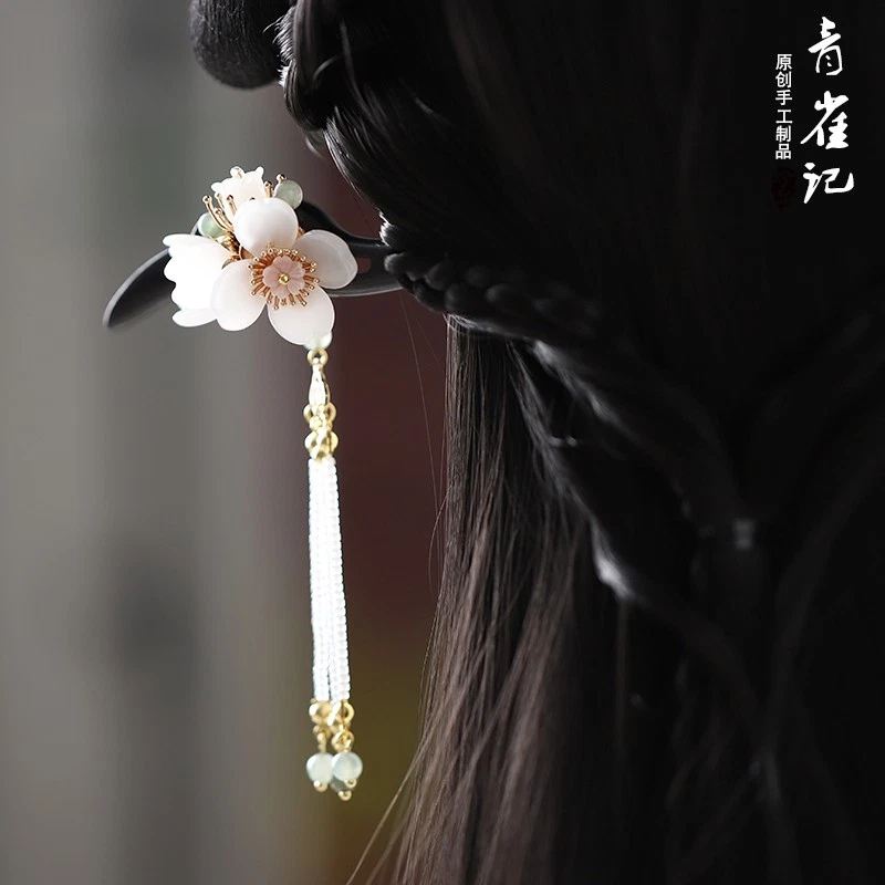 Exquisitely Peach Wood Hairpin Headwear Hairpins Hair Stick Hanfu Accessory - Image 2 of 4