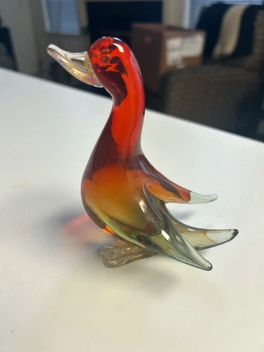 SUPERB 4 3/4" MURANO ART GLASS GOOSE/DUCK FIGURINE in MINT CONDITION