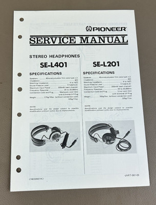 Pioneer SE-L401/L201 Headphone Service Manual D-1746