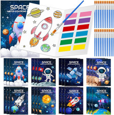 24 Pack Space Watercolor Coloring Books Bulk for Kids, Mini Paint with Water Boo