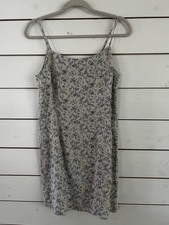 American Eagle Outfitters 100% Linen Beige Blue Floral Mini Dress Women’s Size 8