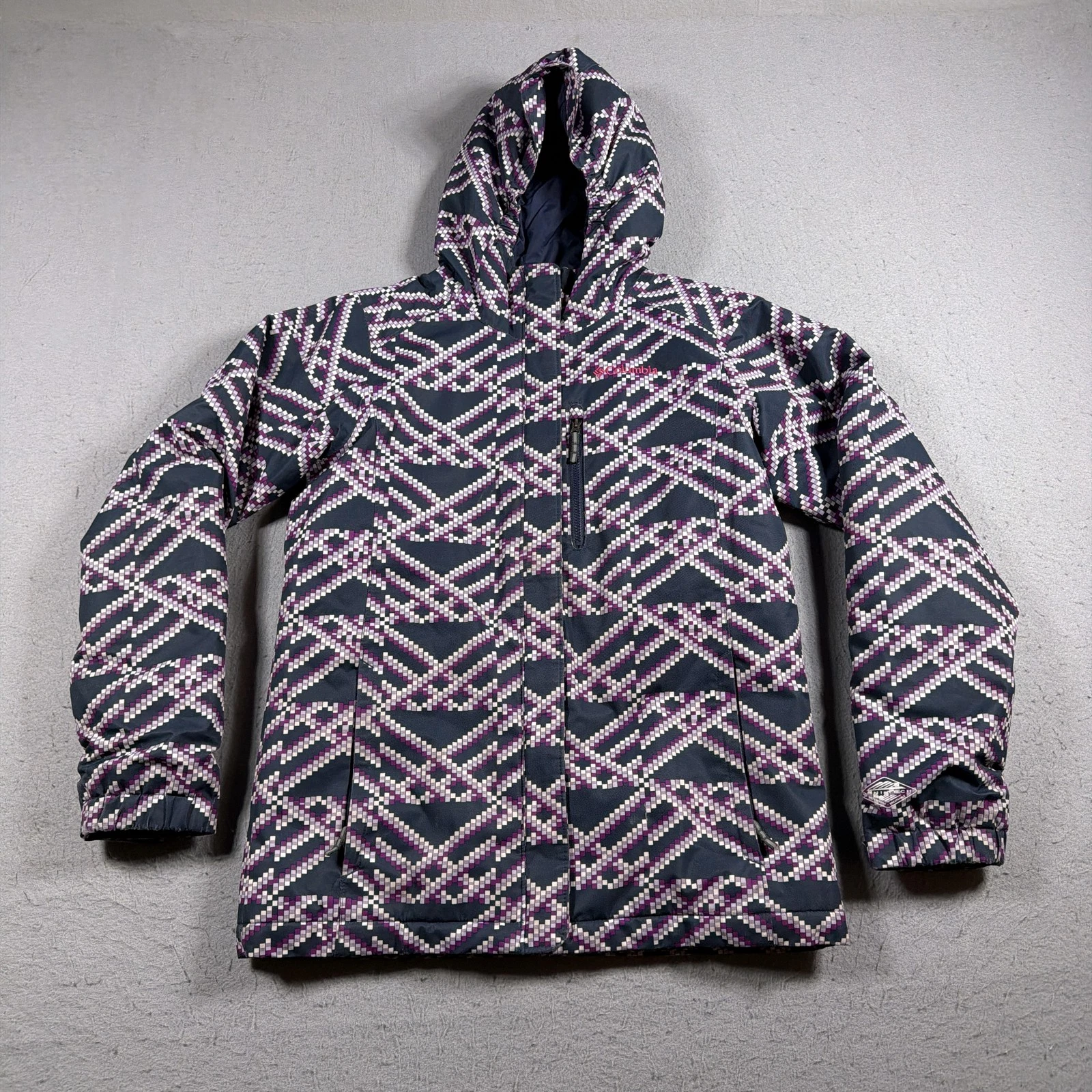 Columbia Jacket Youth Large 14-16 Blue Omni Heat Omni Tech Ski Hooded Insulated