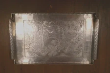 Arthur Armour Heavy Hammered Japanese Mountain Pine Scene Aluminum Serving Tray