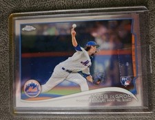2014 TOPPS CHROME UPDATE JACOB DEGROM ROOKIE CARD METS RANGERS . rookie card picture