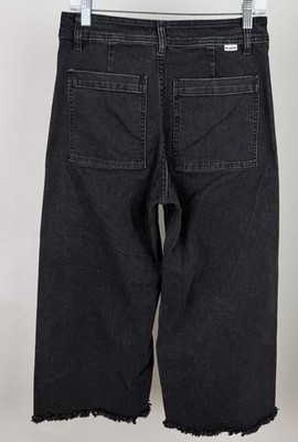 Billabong Jeans Womens 29 Cropped Wide Leg Jeans Raw Hem Black Denim Utility