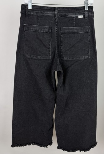 Billabong Jeans Womens 29 Cropped Wide Leg Jeans Raw Hem Black Denim Utility