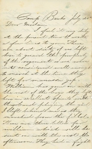 Charles H. Coffin – Civil War Soldier Letter – Camp Banks July 20