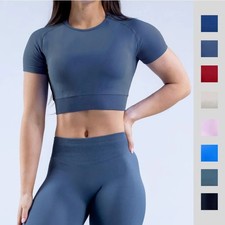 Women's Sports Set 2-Piece Yoga Top Leggings High Waist Slim Fit Breathable ...