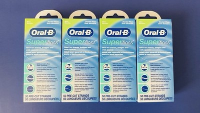 Oral-B Super Floss Mint Dental Floss Pre-Cut Strands 50 Each - Pack of 4