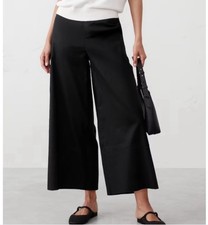 NWT Banana Republic Linen Blend Wide Leg Cropped Pants in Black size M