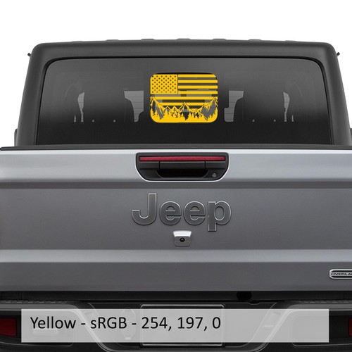 American Flag Mountain Decal for Rear Slide Down Window For Jeep Gladiator 2020+ - Picture 6 of 7