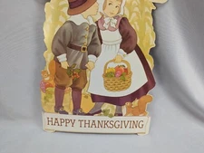 Vintage American Greetings Thanksgiving Decoration Pilgrim Squirrel Die Cut New