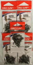 *5 Packs* EAGLE CLAW BARREL SWIVEL w/ Coastlock Snap (Size 10)(Qty. 12 Per Pack)