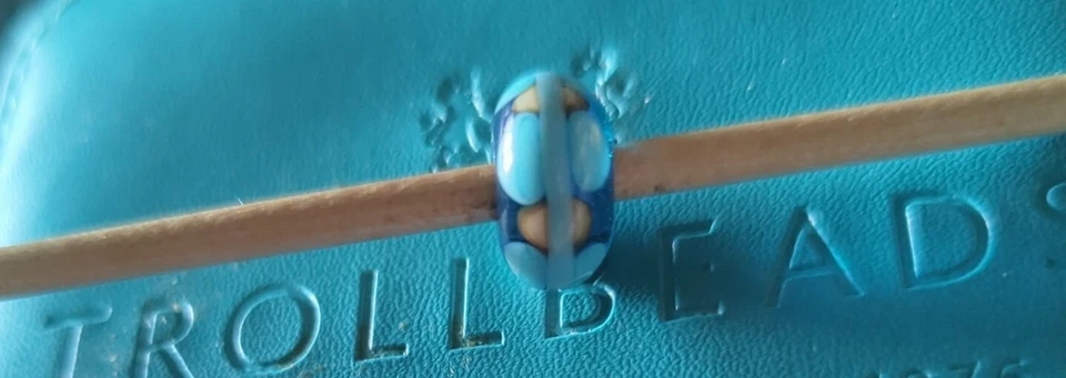 Винтажный оригинальный подлинный Trollbeads синий 3D редкая Murano бусина начале 2000 PB02 - Изображение 2 из 2